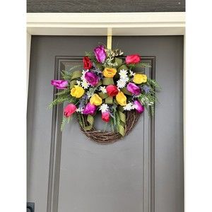 spring wreaths for front door 18”